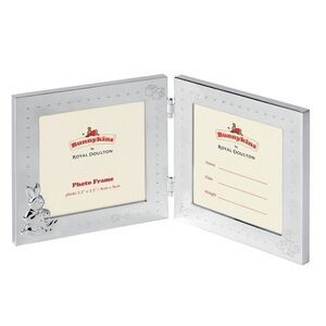 NiB Bunnykins Silver Double Frame by Royal Doulton New In Damaged Box 3.5”x3.5”